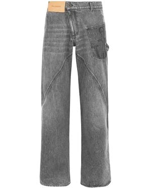 JW Anderson High-Rise Straight Leg Jeans With Twisted Seams - Grey