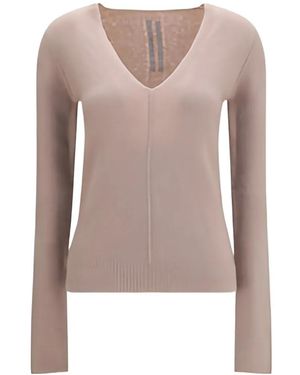 Rick Owens V-Neck Sweater - Natural