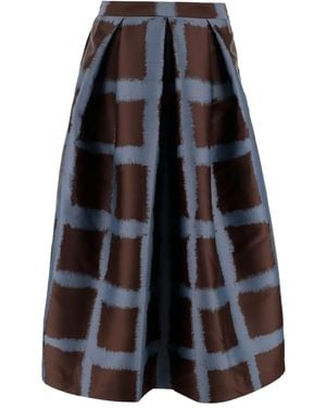 Lunatica Milano Luna Pleated Check Midi Skirt - Black