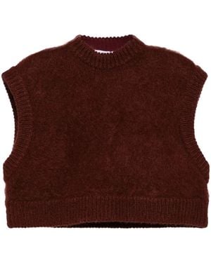 Enfold Cropped Knitted Vest - Brown
