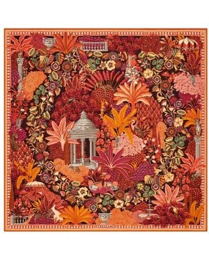Ferragamo Seidenschal Mit Garten-Print - Rot