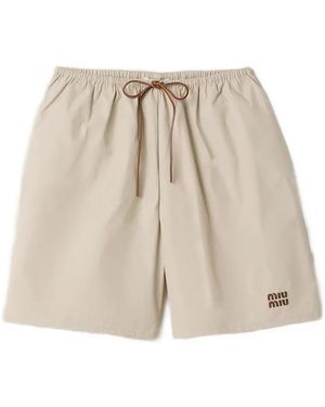 Miu Miu Panama Cotton Bermudas - Natural