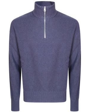 Diana Studio Ribbed-Knit Quarter-Zip Jumper - Blue