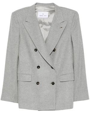 Manuel Ritz Double-Breasted Twill Blazer - Grey