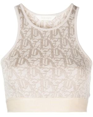 Palm Angels Top Met Jacquard - Naturel