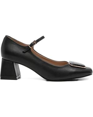 SERGIO MORETTI FIRENZE Croc-Effect Plaque Court Shoes - Black