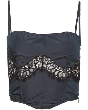 Fleur du Mal Lace-Trim Detail Bustier Top - Blue