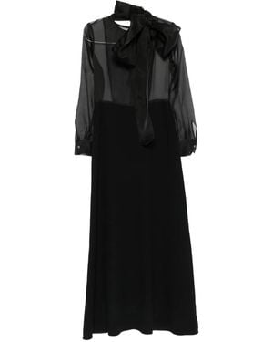 P.A.R.O.S.H. Bow-Detail Silk Dress - Black