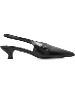 Alohas Point-Toe Kitten Heels Slingback - Black