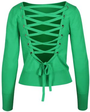 AKNVAS Lily Lace-Up Top - Green