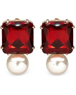 Carolina Herrera Pearl Drop Earrings - Red