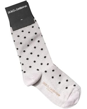 Dolce & Gabbana Calcetines Stretch De Viscosa Con Motivo De Lunares - Blanco