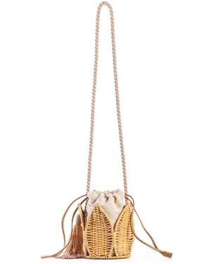 Nannacay Floral Wicker Bucket Bag - Metallic