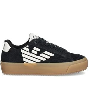 EA7 Logo-Detail Leather Trainers - Black