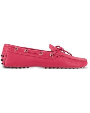 Tod's Bow-Detail Pebbled Loafers - Pink
