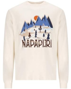 Napapijri Graphic-Print Long-Sleeve T-Shirt - White