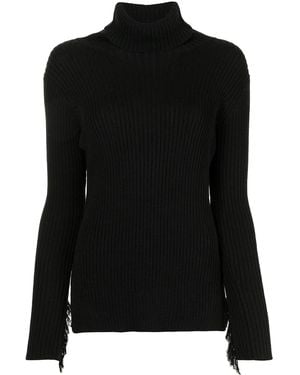 Y's Yohji Yamamoto Ribbed Fringed Jumper - Black