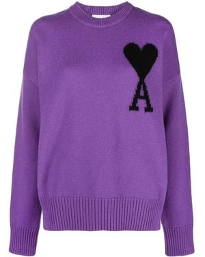 Ami Paris Jersey Ami De Coeur - Morado