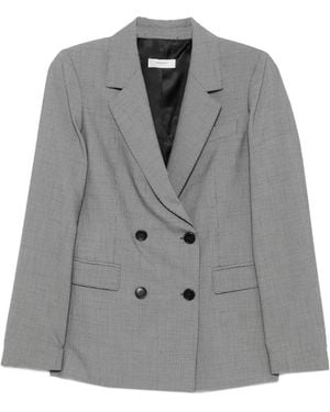 NINA 14.7 Double-Breasted Micro-Check Blazer - Gray