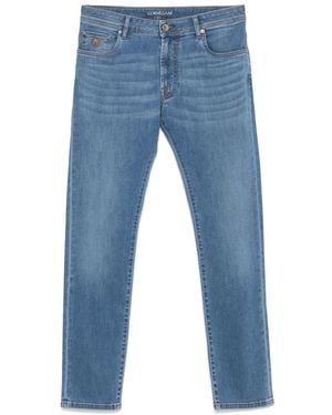 Corneliani Vaqueros con logo bordado - Azul