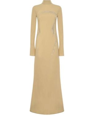 ‎Taller Marmo Ziegfeld Embellished High-Neck Maxi Dress - Natural