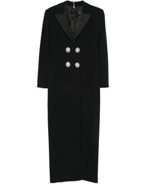 SIMONA CORSELLINI Lapel-Embellished Maxi Dress - Black