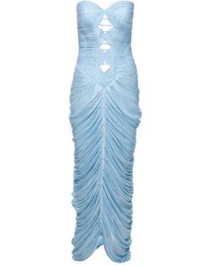 Ana Radu Cut-Out Draped Midi Dress - Blue