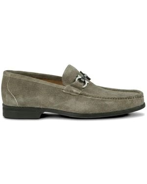 Ferragamo Gancini-Buckle Suede Loafers - Green