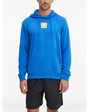 adidas Logo-Print Drawstring Hoodie - Blue