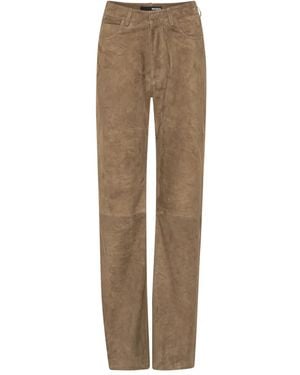 ROTATE BIRGER CHRISTENSEN Straight Suede Trousers - Natural