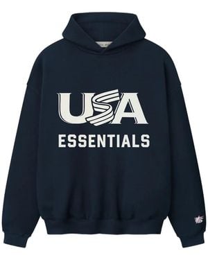 Fear Of God Usa Logo-Print Hoodie - Blue