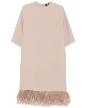 Fabiana Filippi Feather-Trim Shift Dress - Natural