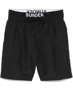 Sundek Badeshorts Mit Logo-Bund - Schwarz