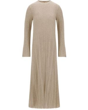 Herno Ribbed Midi Dress - Natural