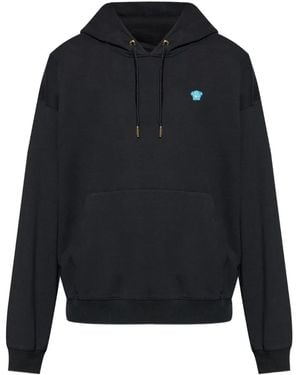 Versace Sudadera con capucha y logo bordado - Azul