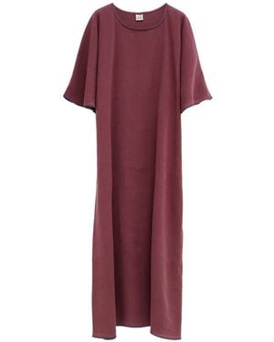 Baserange Rene Contrast-Trim Flared-Sleeve Midi Dress