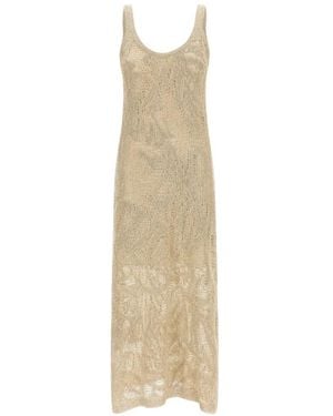 Brunello Cucinelli Crochet Midi Dress - White