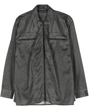 Y. Project Logo-Print Zip-Up Overshirt - Grey