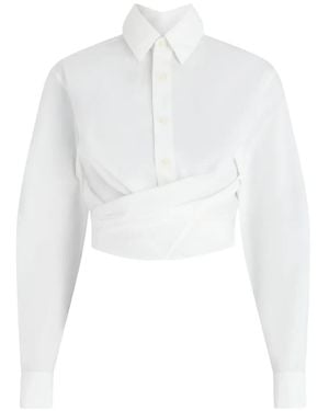 Jean Paul Gaultier The Cropped Wrap Cotton Shirt - White