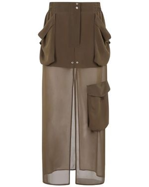 Pinko Pocket-layered skirt - Marrón