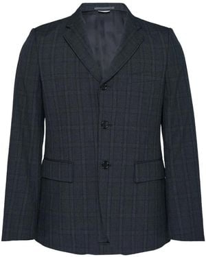 Comme des Garçons Check-Pattern Single-Breasted Jacket - Blue