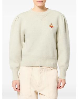 Isabel Marant Bead-Embroidered Pleated-Shoulder Sweatshirt - Natural