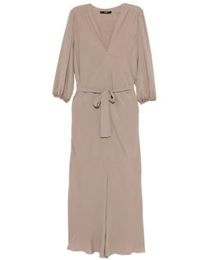 Seventy V-Neck Belted Dress - Natural