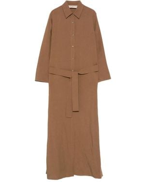 Blanca Vita Belted Shirt Dress - Brown