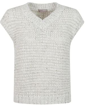 Herno Sequin-Embellished V-Neck Jumper - White