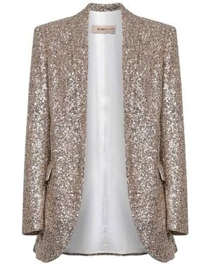 Blanca Vita Sequin-Embelished Shawl-Collar Blazer - Grey