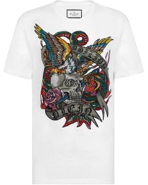 Philipp Plein Tattoo Motif Cotton T-Shirt - White