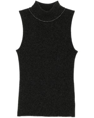 N.Peal Cashmere メタルディテール タンクトップ - ブラック