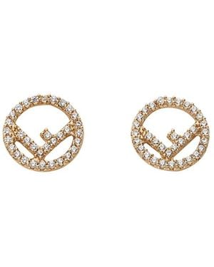 Fendi Embellished Logo Earrings - White