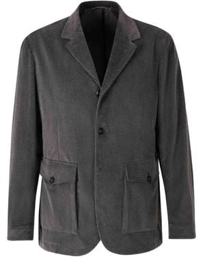 Canali Corduroy Patch-Pocket Shirt Jacket - Black